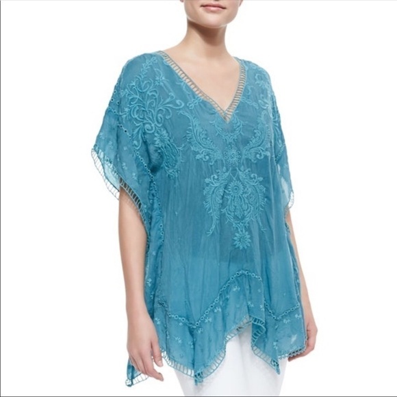 Johnny Was White Embroidered Flowy Damask Tunic. Size S. P/A876/M - Picture 3 of 10
